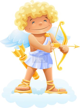 Téléchargez les illustrations : Cupid with bow, vector illustration. - en licence libre de droit