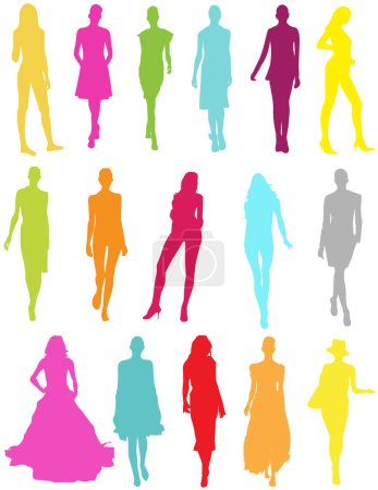Téléchargez les illustrations : Silhouette vectorielle colorée d'un peuple sur fond blanc. - en licence libre de droit
