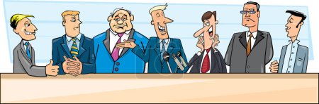 Illustration for Cartoon illustration of business team in comic characters - Royalty Free Image