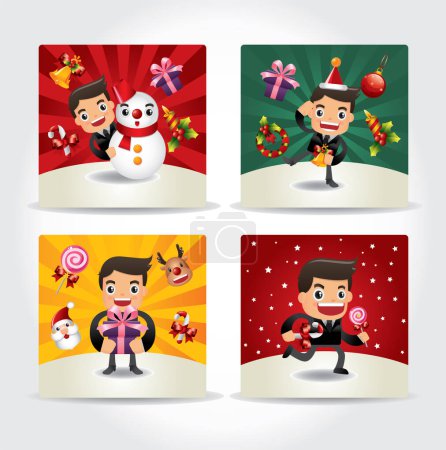 Ilustración de Ilustración de un conjunto de tarjetas de Navidad - Imagen libre de derechos