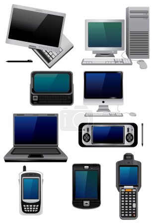 Ilustración de Vector conjunto de ordenadores - Imagen libre de derechos