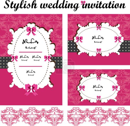 Téléchargez les illustrations : Carte d'invitation de mariage avec des éléments floraux. vecteur - en licence libre de droit