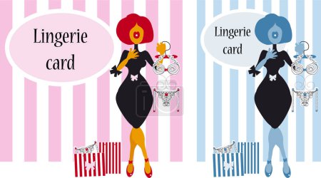 Illustration for Set of fashiomn girls. lingerie cards - Royalty Free Image
