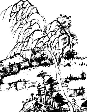 Ilustración de Boceto blanco y negro de un árbol - Imagen libre de derechos