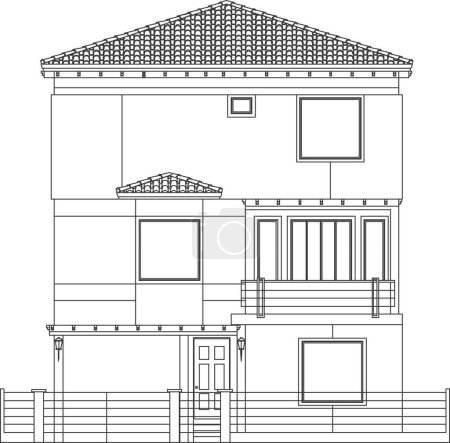 Téléchargez les illustrations : Croquis du bâtiment de la maison. Illustration 3 d - en licence libre de droit
