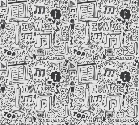 Illustration for Seamless vector pattern with music notes - Royalty Free Image
