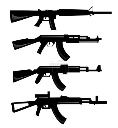 Ilustración de Juego de vectores de rifle sobre fondo blanco - Imagen libre de derechos