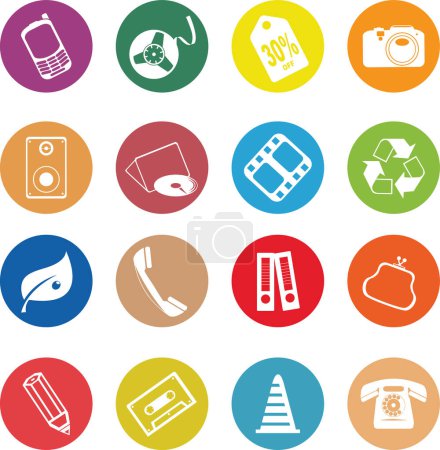 Illustration for Vector set of colorful icons, vector illustration - Royalty Free Image