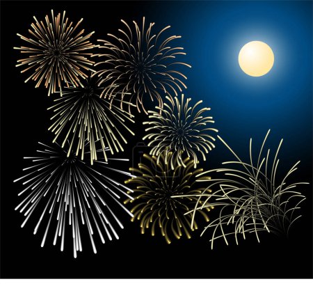 Illustration for Fireworks in the night sky - Royalty Free Image