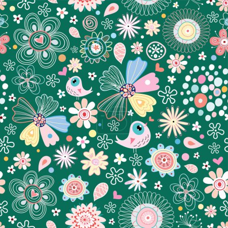 Ilustración de Patrón floral abstracto, ilustración vectorial - Imagen libre de derechos