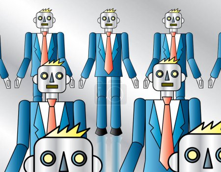 Téléchargez les illustrations : Hommes d'affaires avec tête de robot - en licence libre de droit