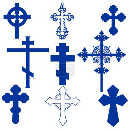 Téléchargez les illustrations : Icônes vectorielles croix chrétienne - en licence libre de droit