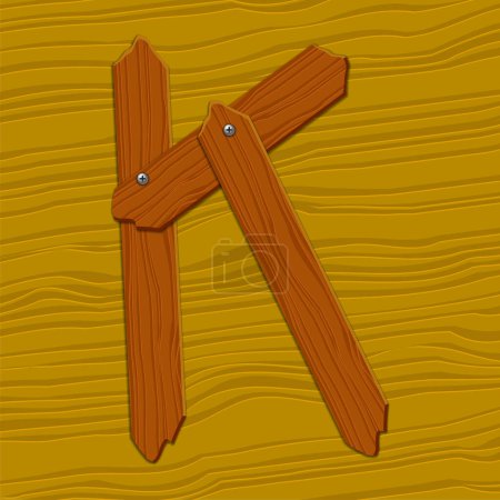 Téléchargez les illustrations : Lettre k alphabet en bois - en licence libre de droit