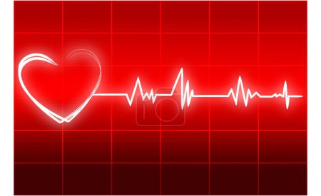 Illustration for Heartbeat heart icon, red color - Royalty Free Image
