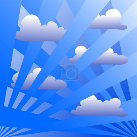 Téléchargez les illustrations : Illustration vectorielle abstraite des nuages sur le ciel bleu - en licence libre de droit