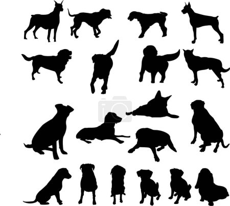 Téléchargez les illustrations : Collection d'icônes noires pour chiens - en licence libre de droit