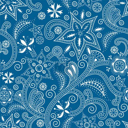 Illustration for Vector seamless floral ethnic pattern - Royalty Free Image
