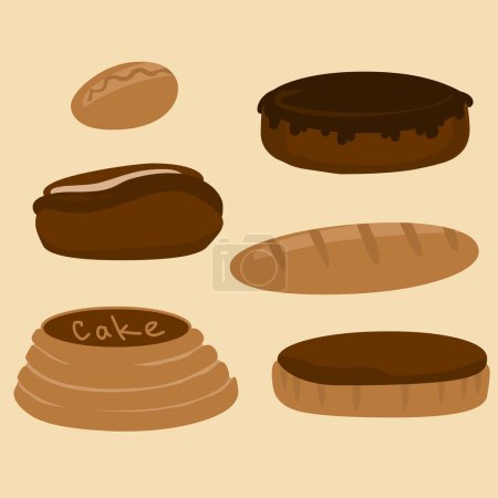 Téléchargez les illustrations : Ensemble de différents types de boulangerie - en licence libre de droit