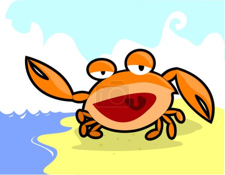 Illustration for Cartoon crab on seaside. vector illustration - Royalty Free Image