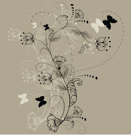 Téléchargez les illustrations : Illustration vectorielle de beaux papillons et fleurs - en licence libre de droit