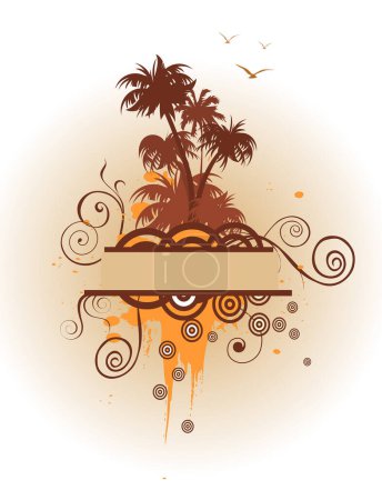 Ilustración de Fondo tropical con palmeras - Imagen libre de derechos