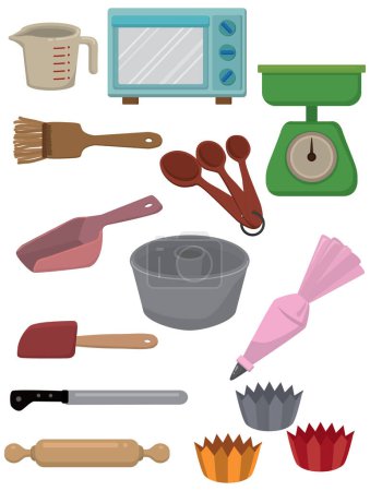 Téléchargez les illustrations : Ustensiles de cuisine ensemble icônes - en licence libre de droit