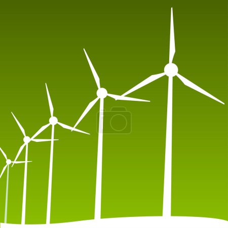 Téléchargez les illustrations : Éoliennes sur fond de vert - en licence libre de droit