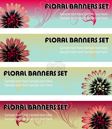 Illustration for Set of floral backgrounds, vector illustration - Royalty Free Image