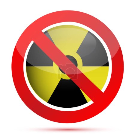 Téléchargez les illustrations : Illustration d'un panneau d'avertissement jaune avec un symbole nucléaire - en licence libre de droit