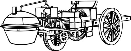 Illustration for Vector black and white illustration of old vintage carriage - Royalty Free Image