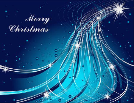 Ilustración de Tarjeta de felicitación de navidad vector. árbol de Navidad con copos de nieve - Imagen libre de derechos
