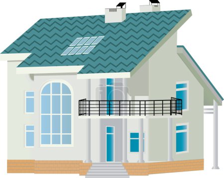 Illustration for House with roof and solar panels - Royalty Free Image