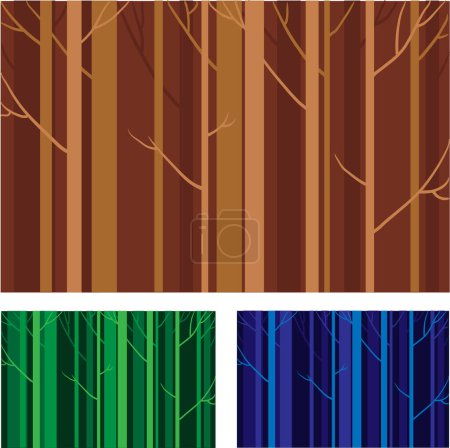 Ilustración de Conjunto de cuatro árboles en diferentes colores - Imagen libre de derechos