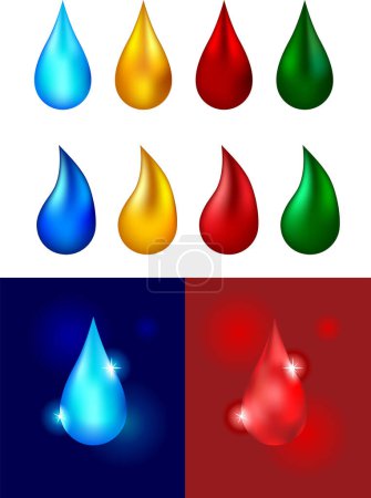 Téléchargez les illustrations : Gouttes d'eau ensemble d'icône vectorielle - en licence libre de droit