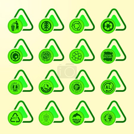 Téléchargez les illustrations : 2 5 vert éco signes icônes ensemble - en licence libre de droit