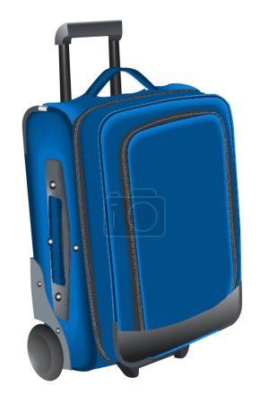 Téléchargez les illustrations : Valise bleue avec roues de voyage. Illustration 3 d - en licence libre de droit
