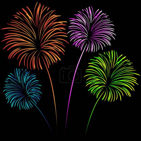 Illustration for Set of colorful fireworks - Royalty Free Image