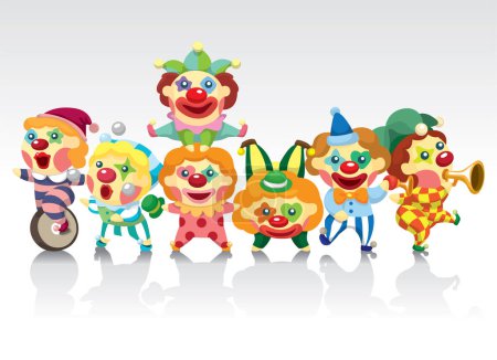 Illustration for Clown character set isolated - Royalty Free Image