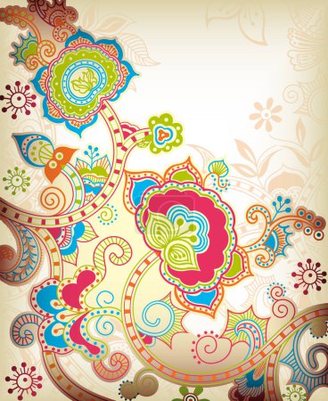 Ilustración de Vector decorativo colorido fondo con elementos florales. - Imagen libre de derechos