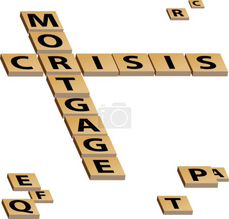 Illustration for Mortgage crossword showing estate and building - Royalty Free Image