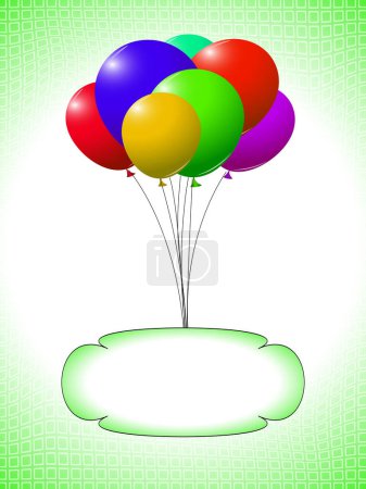 Illustration for Illustration of air balloons and blank banner - Royalty Free Image