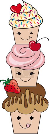 Téléchargez les illustrations : Illustration vectorielle de crème glacée dessin animé - en licence libre de droit