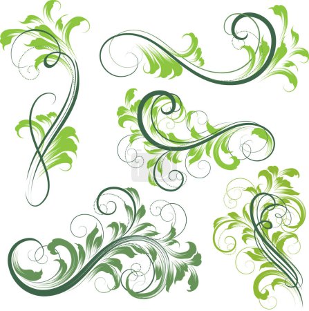 Illustration for Vector set of green floral elements for design, wedding invitation, card - Royalty Free Image