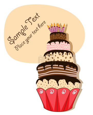 Téléchargez les illustrations : Gâteau d'anniversaire, illustration vectorielle - en licence libre de droit