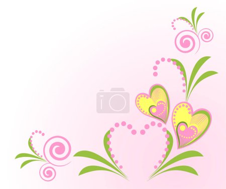 Illustration for Vector illustration of floral hearts with pink flowers - Royalty Free Image