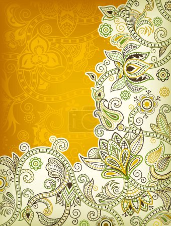 Illustration for Vector seamless pattern for fabric with hand drawn flowers. - Royalty Free Image