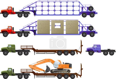 Téléchargez les illustrations : Illustration d'un grand ensemble de machines de construction - en licence libre de droit