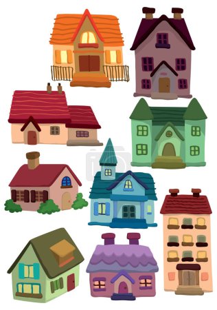 Ilustración de Conjunto de casas y ventanas - Imagen libre de derechos