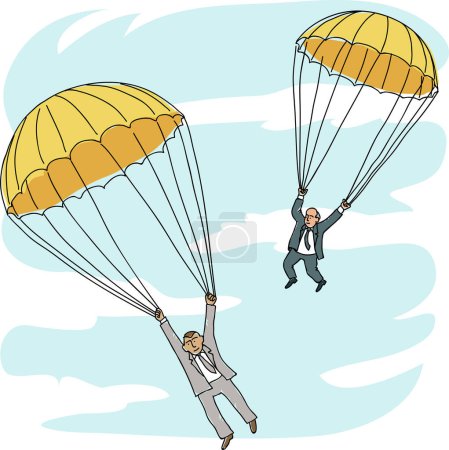 Illustration for Businessman flying on parachute. business concept vector illustration. - Royalty Free Image