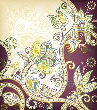 Illustration for Floral ethnic seamless pattern. hand draw background. - Royalty Free Image